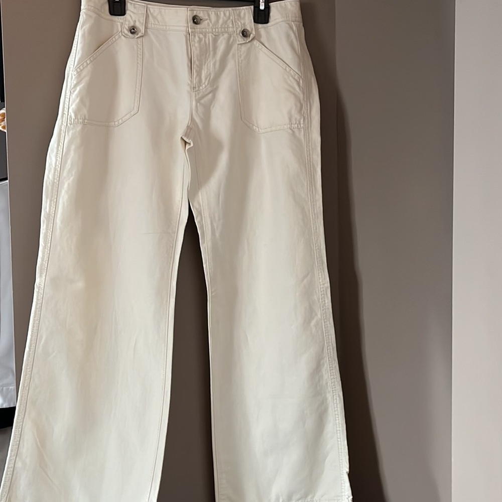 Banana Republic cream wide leg pants